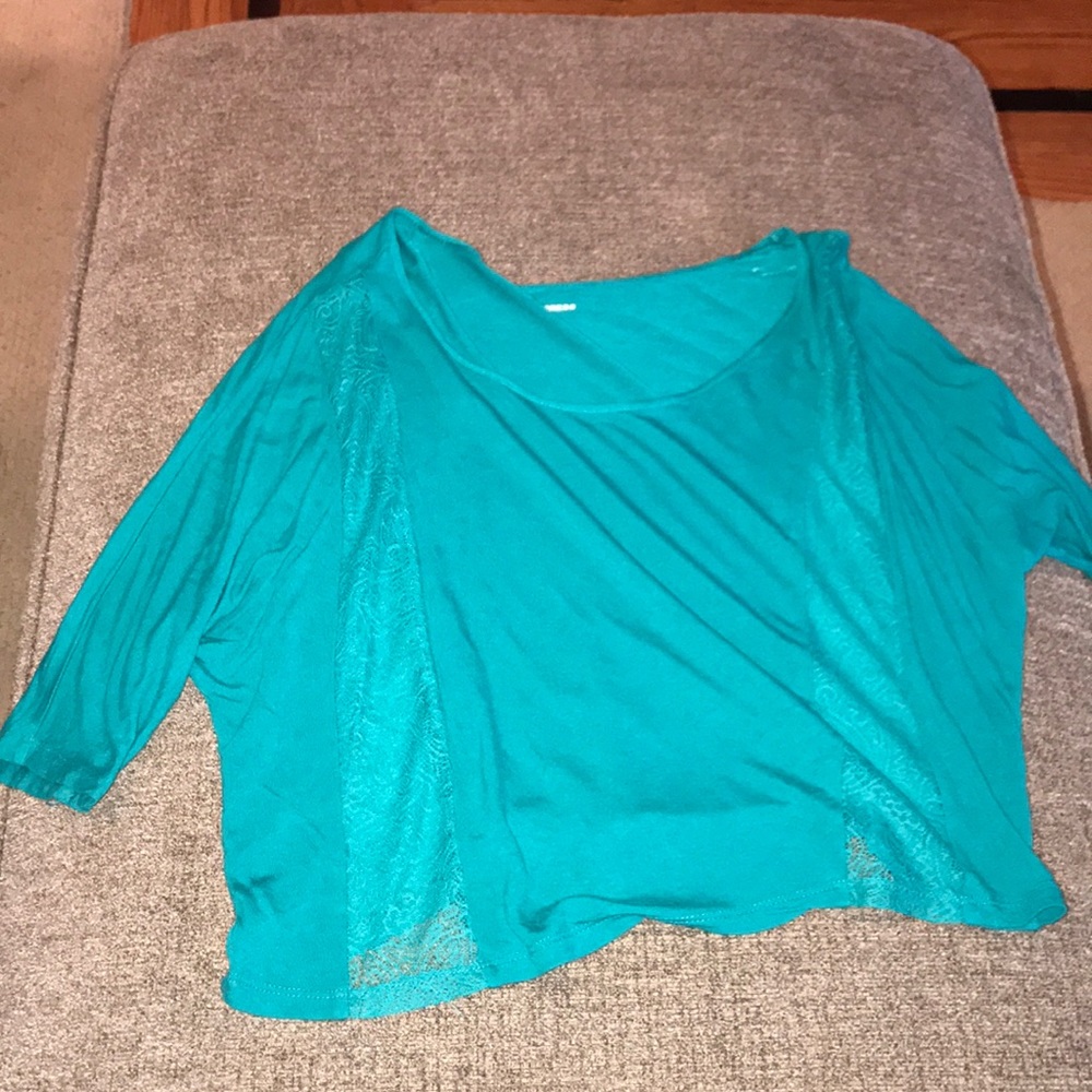 Short Sleeve Lace Panel Top